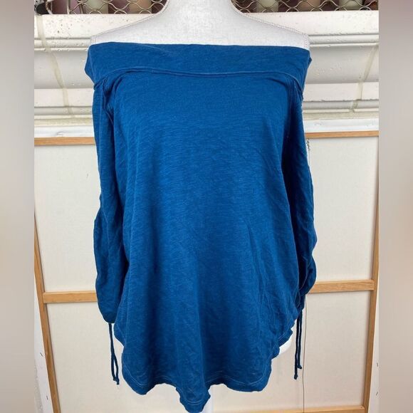 We the Free ruched sleeve off or on shoulder boho top oversized all cotton ❤️ - Picture 2 of 10